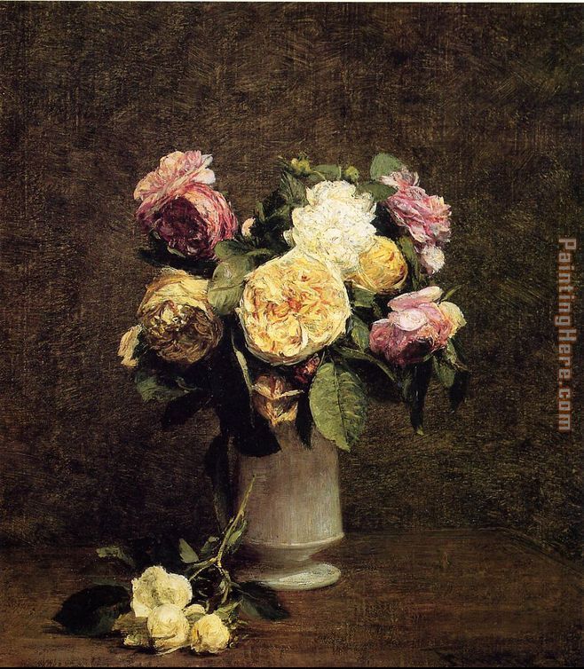 Henri Fantin-Latour Roses in a White Porcelin Vase